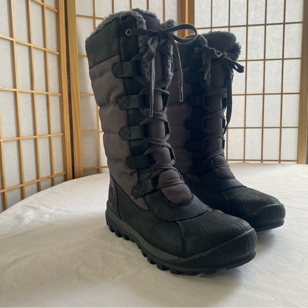 Timberland Primaloft Women's Black Leather and Gray Winter Boots